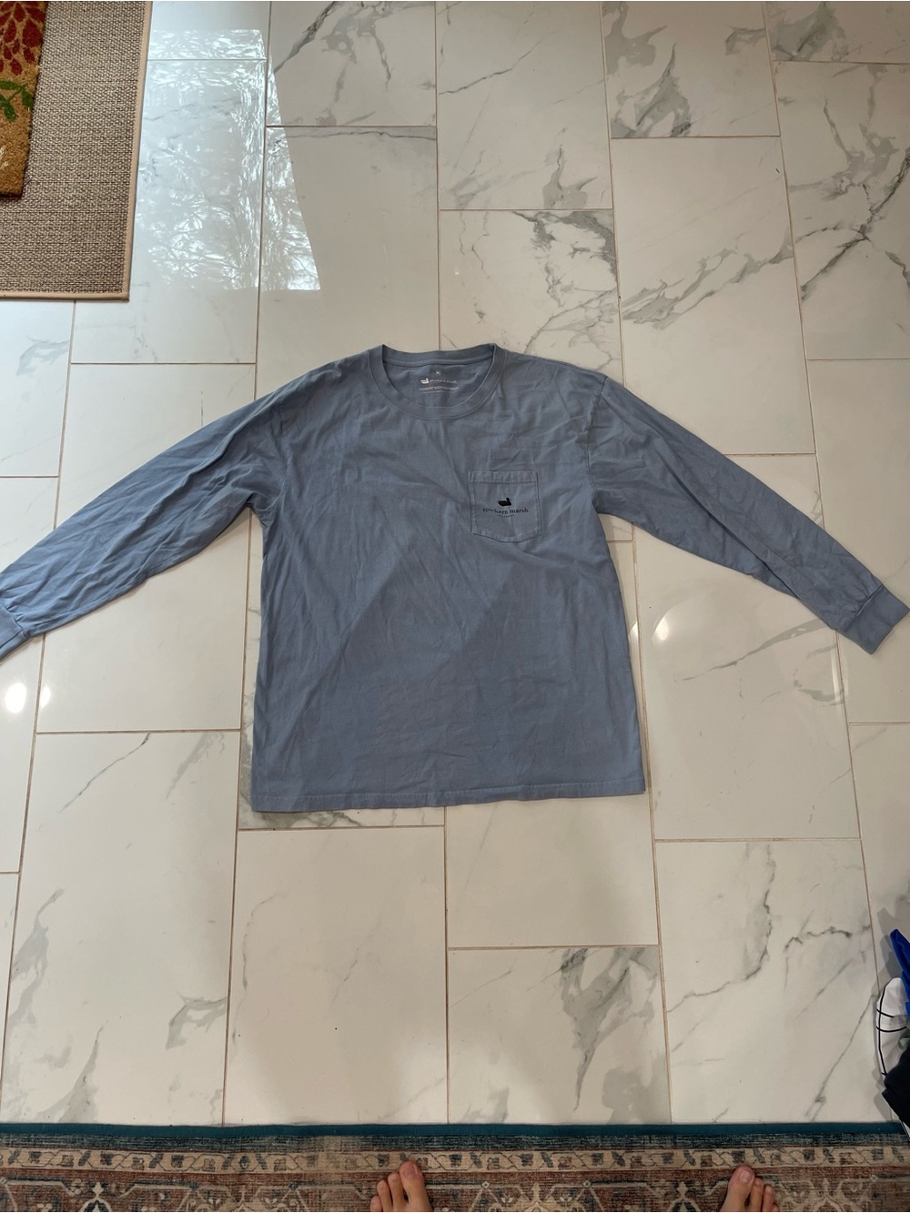 Southern Marsh Men's Long-Sleeve Pocket Tee - Light Blue